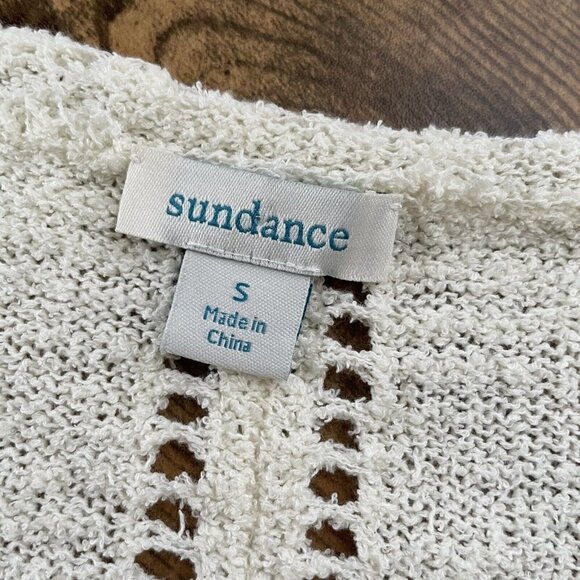 Sundance Womens Open Breeze Pullover Sweater Sz S Cream V-neck Coastal Boho - Picture 8 of 8